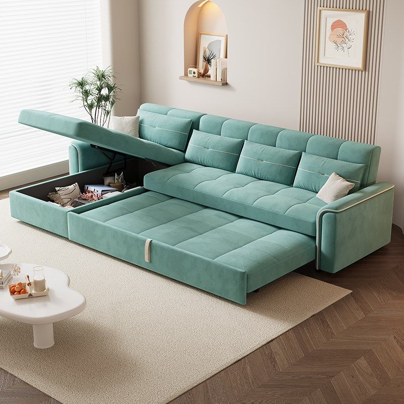 现代简约多功能绒布沙发床两用客厅小户型可收纳折叠带贵妃抽拉床,住宅家具,沙发床,淘宝优惠券,粉丝福利购,淘宝优惠卷