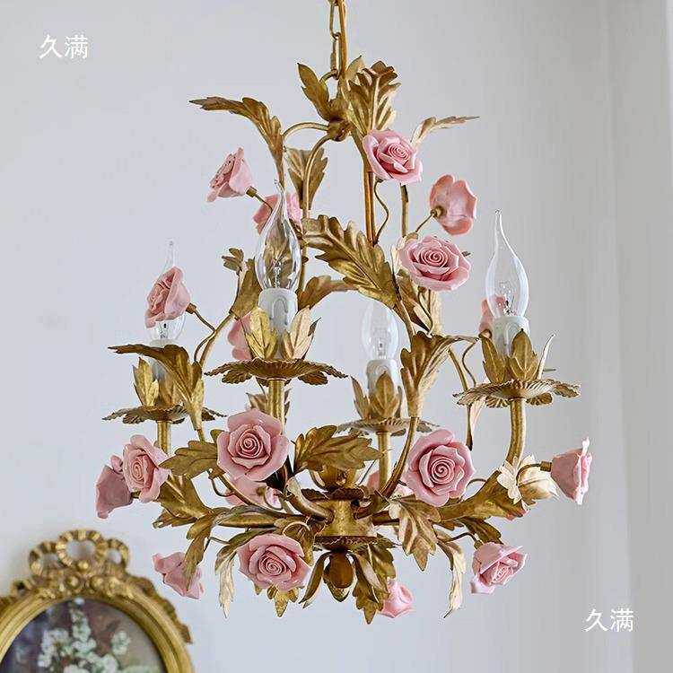 田园风灯具美式吊灯田园玻璃餐厅陶瓷卧室书房法式中古服装店乡村