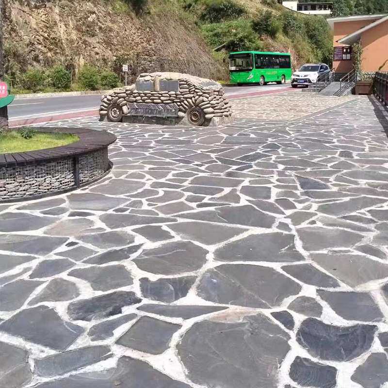 不规则青石板岩板乱板碎拼石室内外园林广场地砖文化石庭院踏步石
