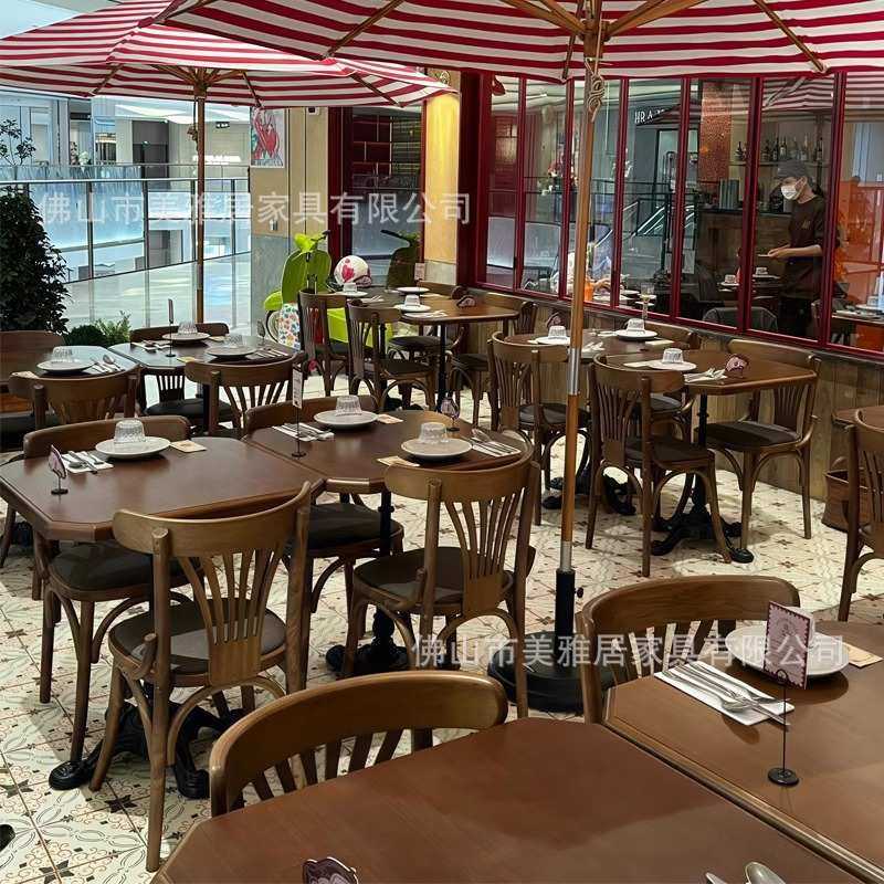 咖啡厅桌椅网红商用美式复古酒吧酒馆烘培甜品店桌子餐饮实木餐椅