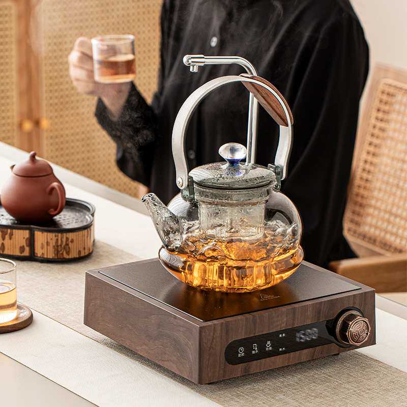 玻璃提梁壶电陶炉煮茶壶耐热玻璃水晶电热煮茶炉白茶烧水壶泡茶