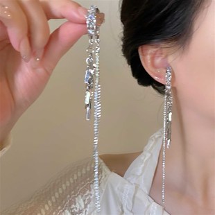 月神降临爆闪长款流苏无耳洞耳骨夹耳夹式高级感冷淡风耳饰女