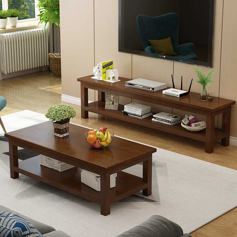 客厅全实木电视柜茶几组合套装简约现代小户型家用原木简易电新品
