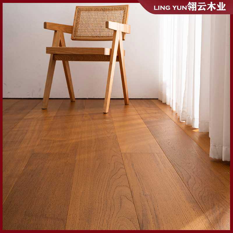 缅甸油柚木三层实木复合地板多层新三层地暖锁扣家用ENF中古风