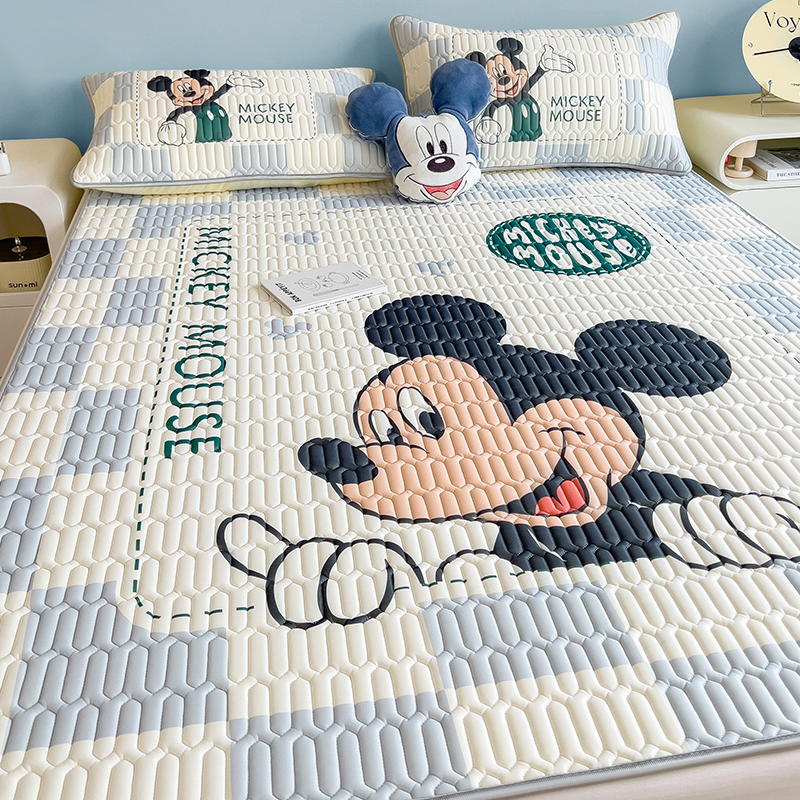 卡通乳胶凉席三件套夏天季冰丝床单婴儿童空调席垫可水洗2024新款