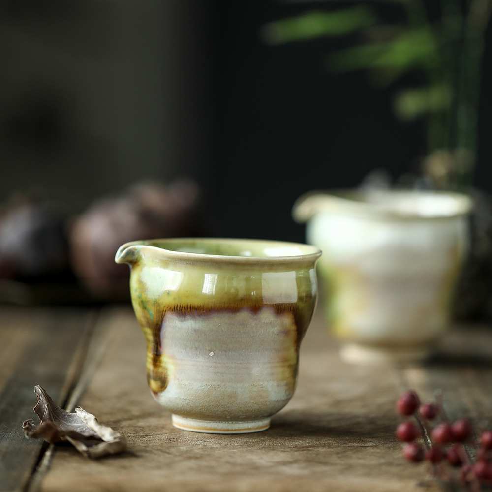 晴先生青苔绿公道杯梧桐窑变陶瓷景德镇复古工夫茶具匀茶杯分茶器