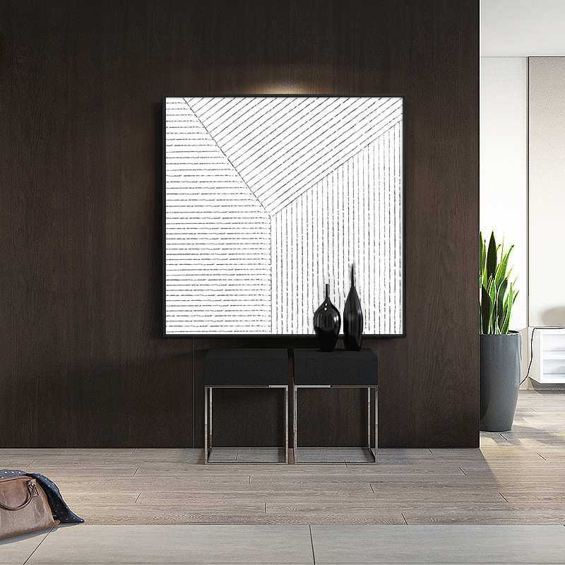 蓝白线条 现代简约抽象装饰画客厅时尚创意挂画餐厅卧室壁画