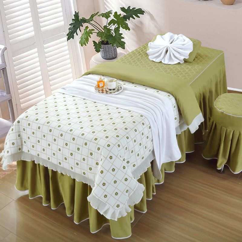 早春夏新款 床罩四件套简约色A类水洗棉麻按摩推拿洗头床单