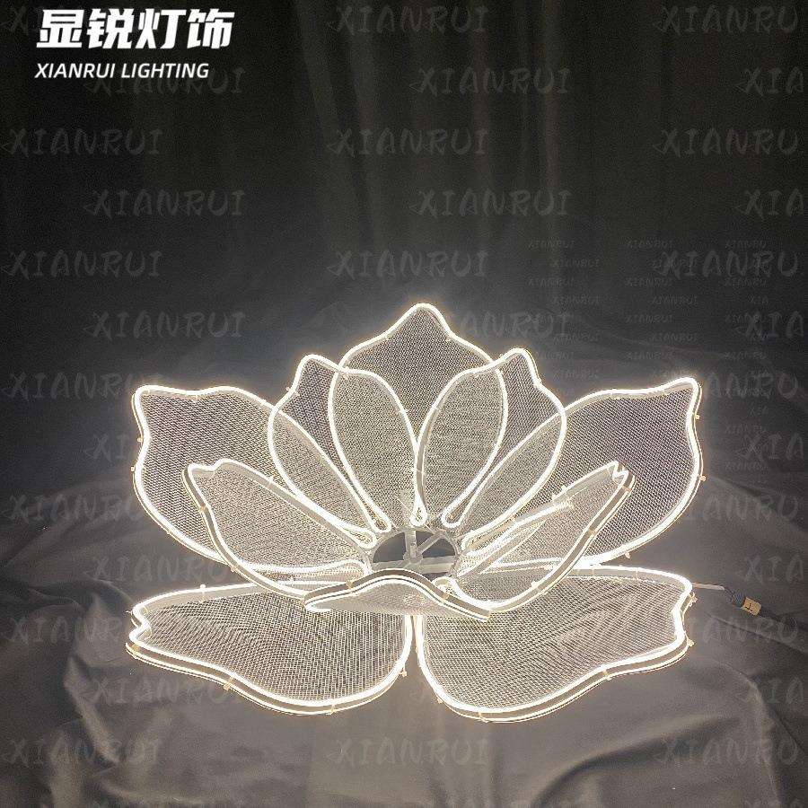 户外镂空花朵铁艺造型灯场景仿真花节日亮化艺术绿植装饰景观灯
