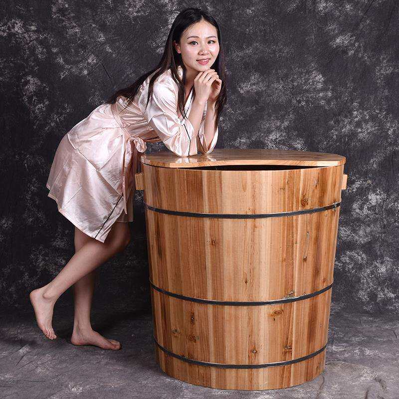 婴儿洗澡圆木桶杉木泡澡全身成人沐浴桶浴盆木质儿童浴桶坐浴家用
