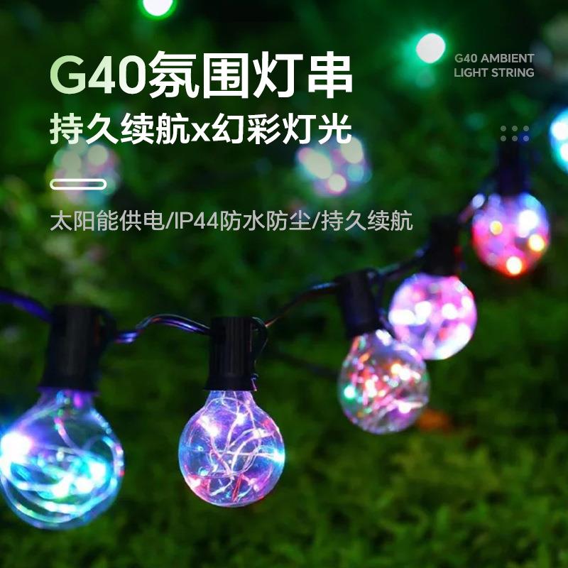 亚马逊G40幻彩球泡灯串户外庭院防水灯泡婚庆露营圣诞节日装饰灯