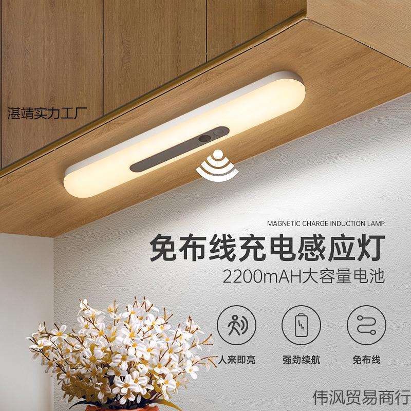 人体感应充电智能灯无线小夜灯磁吸自粘长条橱柜衣柜灯条灯带