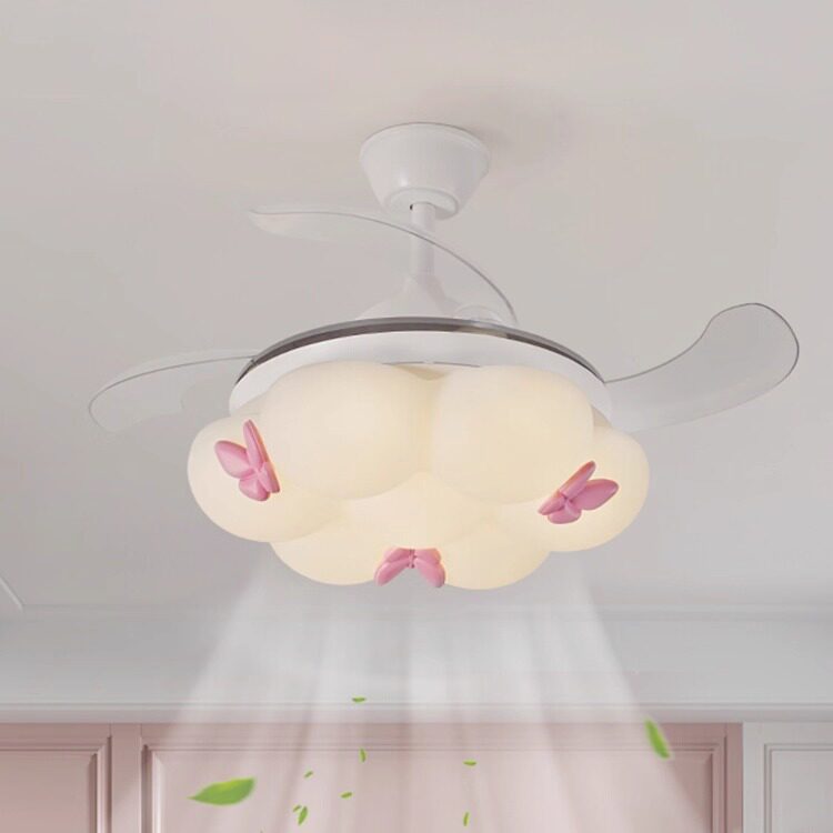 儿童房全光谱护眼奶油风风扇灯