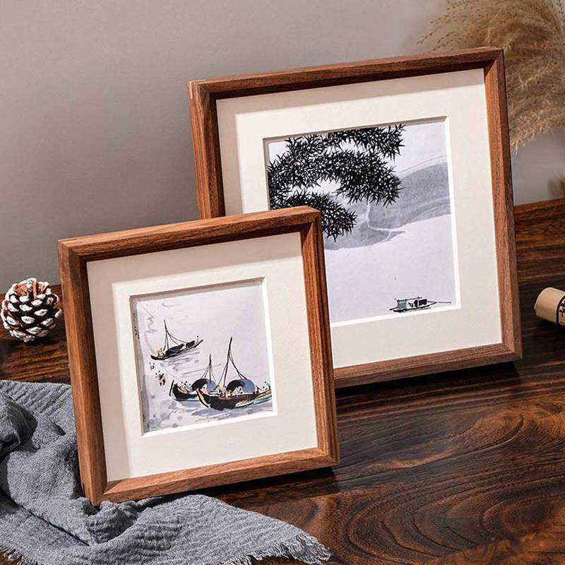 榫卯洗照片做成相框免打孔6寸画框来图做任意尺寸胡桃相框