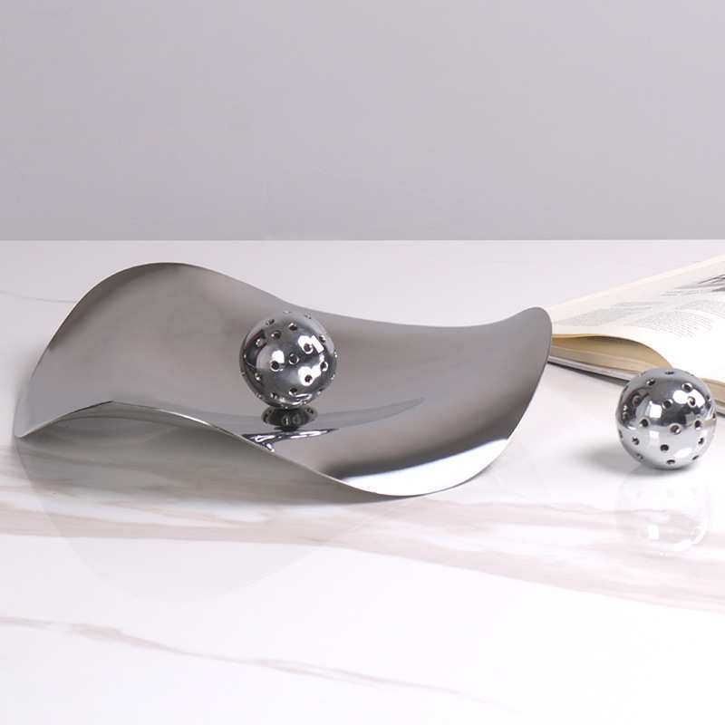 现代金属托盘几何不规则抽象银色收纳盘茶几客厅桌面装饰品摆件,3C数码配件,USB灯,淘宝优惠券,粉丝福利购,淘宝优惠卷