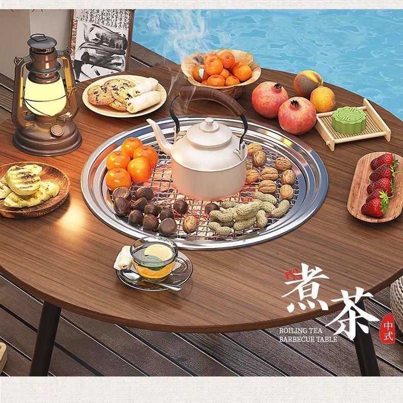 围炉煮茶桌家用室内全套器具庭院冬天烤火炉户外野炊露营烧烤桌子