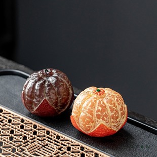 网红变色橘子茶宠摆件精品可养荔枝茶玩茶桌茶盘茶道茶具配件用品