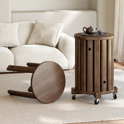 实木圆凳子茶几家用可叠放凳现代吃饭凳子餐桌凳原木新中式叠叠乐