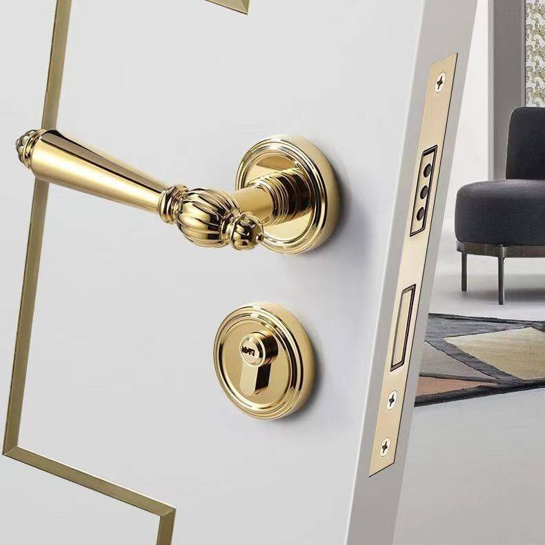 复古法式门锁分体金色家用磁吸室内美式欧式卧室门锁静音房门木门