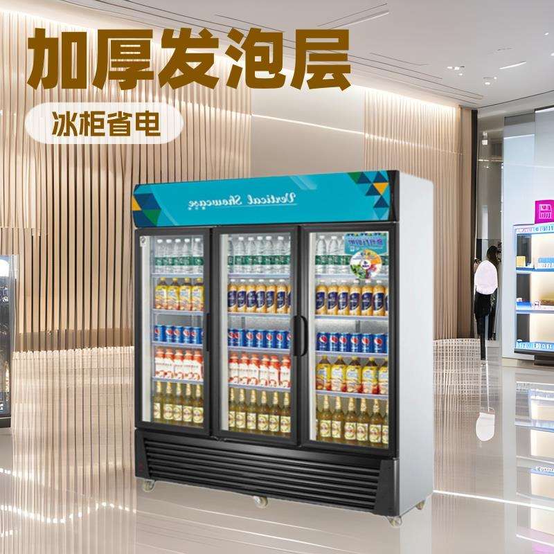 咖先生 单双三门展示柜商用立式保鲜冷藏冰箱冰柜饮料啤酒 陈列柜