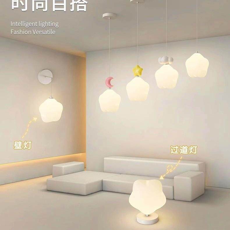 全光谱护眼法式奶油风星星卧室床头小吊灯儿童房间壁灯过道灯具