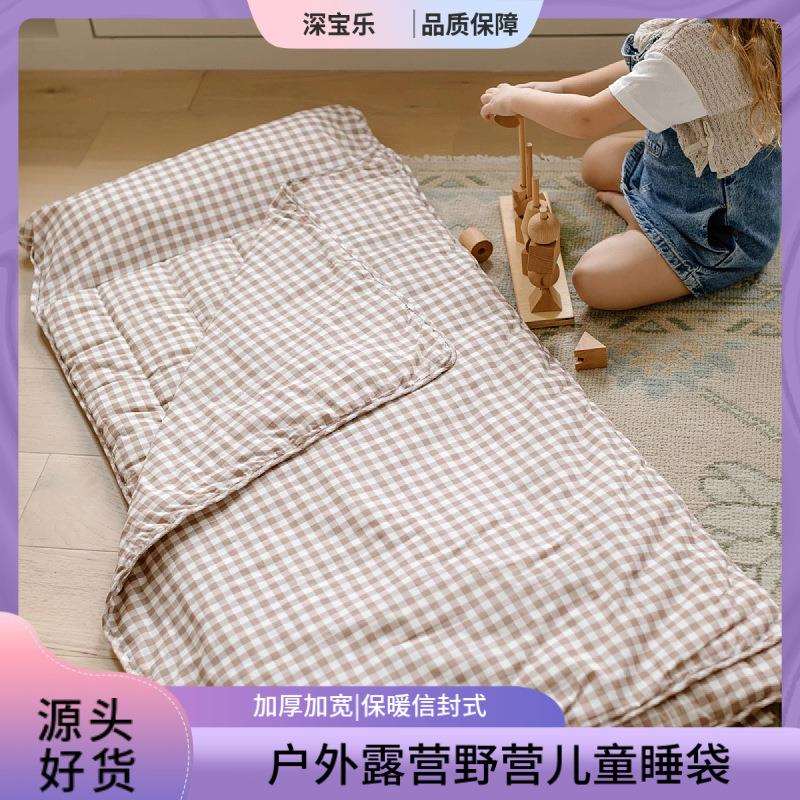 亚马逊信封式卡通婴儿睡袋欧美儿童聚会地毯软垫手提式带枕头