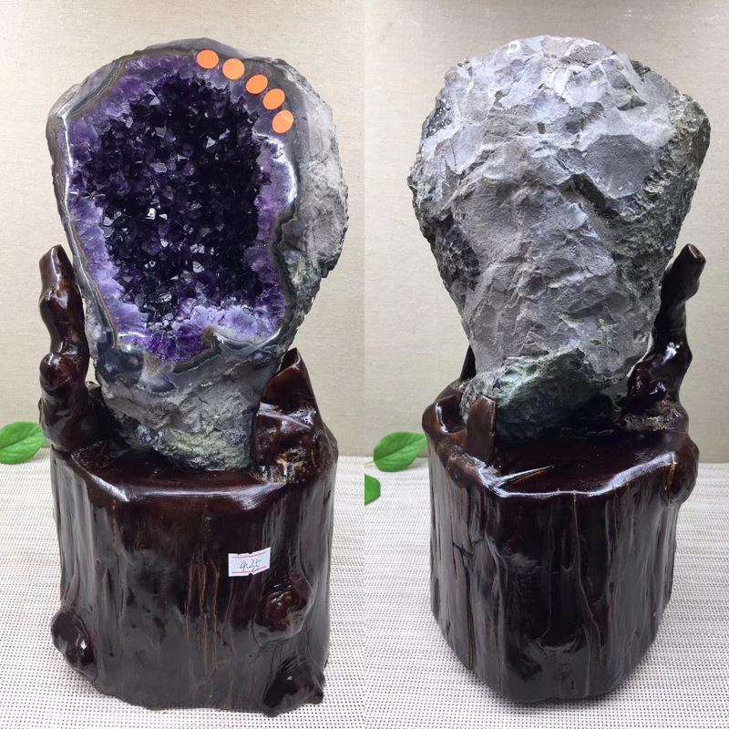 天然巴西紫晶洞聚宝盆消磁摆件天然巴西乌拉圭原石水晶洞