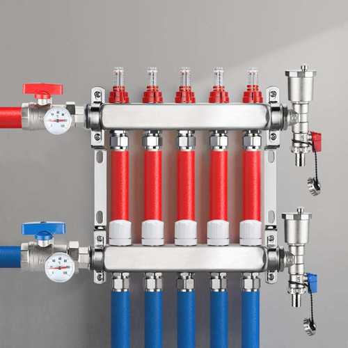 304不锈钢地暖分水器1寸家装智能分集水器两联供地热集分水器