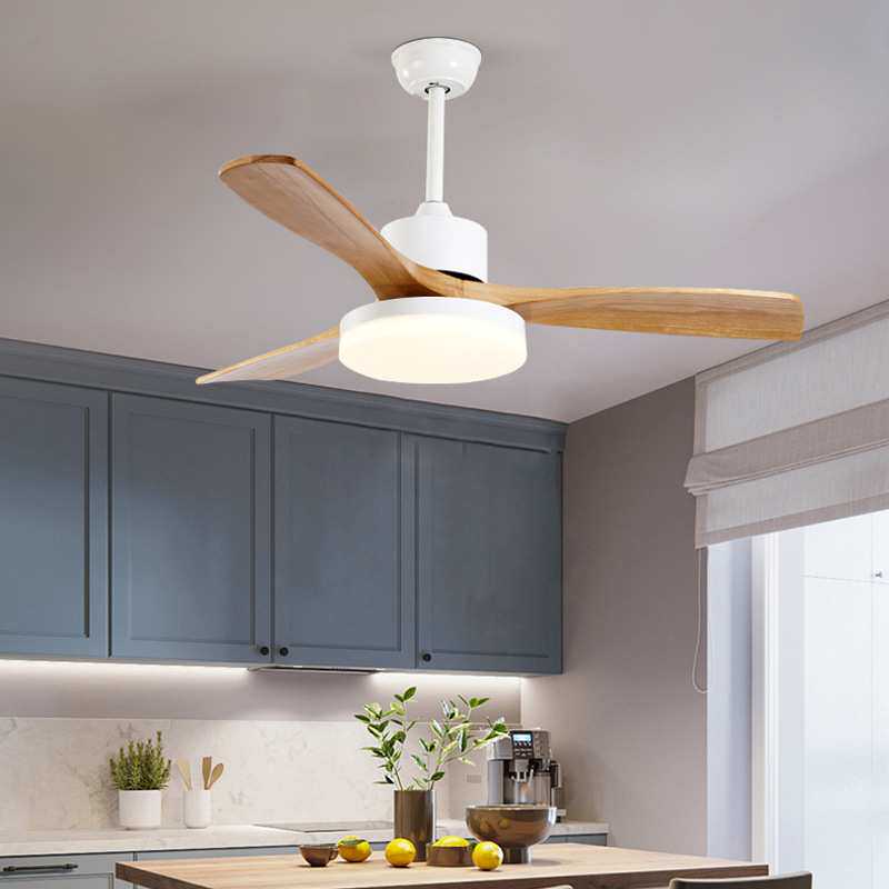 实木风扇灯客厅大尺寸吊扇灯北欧简约卧室风扇灯家用餐厅风扇吊扇