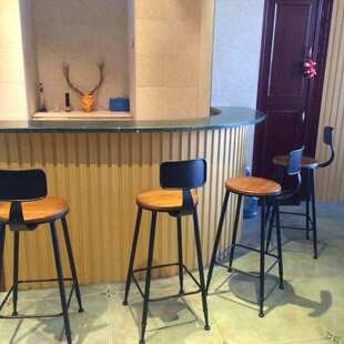 美式loft高脚椅子铁艺吧台椅酒吧椅复古咖啡厅前台高脚凳有靠背