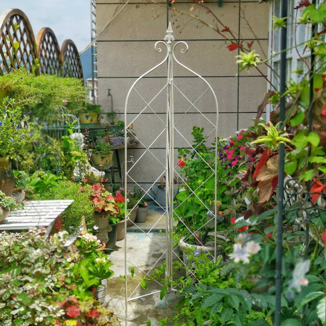 欧式复古铁艺花架爬藤架落地式立式三面立体地栽盆栽架园艺用品