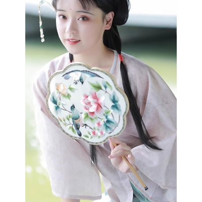 ?苏州古风结婚新娘团扇苏绣双面绣手工复古刺绣汉服舞蹈扇子
