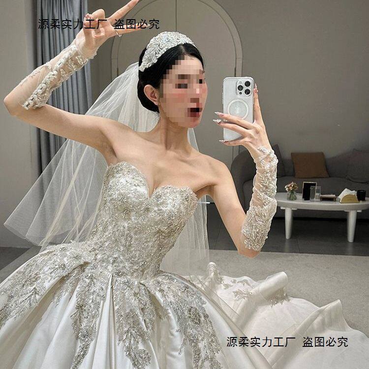 婚纱2025新款新娘主纱拖尾小个子大码复古出门在逃公主风长款