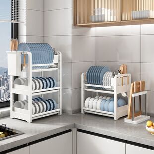 碗盘收纳架厨房碗碟置物架台面碗筷砧板架厨房多功能沥水架收纳盒