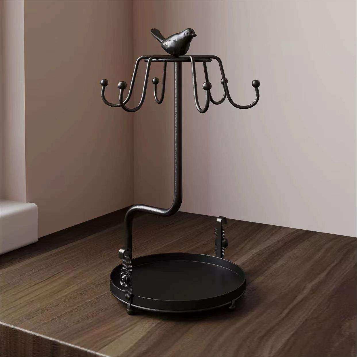 家用金属杯架客厅铁艺挂架套装创意复古摆件欧式咖啡杯悬挂收纳架