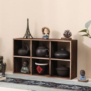 实木茶杯架子茶壶架多宝格茶具博古架手工九宫格收纳架六宫格茶架