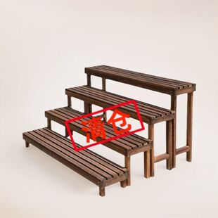 实木木头楼梯式靠墙梯形花架展示架置物架阶梯式室内简约阳台客厅