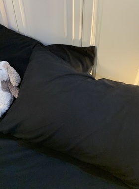 黑色水洗棉枕套一对包邮单人2枕套48x74枕芯套R男女纯色素色枕套