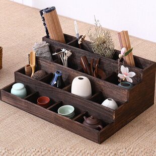 茶壶收纳柜茶具实木博古架多宝格挂墙茶杯架 柜置物架壁挂展示架