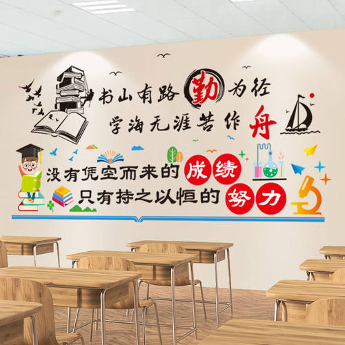 学习励志标语墙贴纸贴画墙纸自粘培训辅导教室班级文化装饰布置