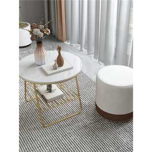 岩板边几小圆桌酒店房间单人沙发边小茶几阳台小茶桌轻奢角几桌子