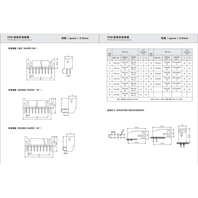 CWB合兴PHD-20Y 2*10Y 2*5白色10Y连接器 2.0mm 胶壳端子TJC20085