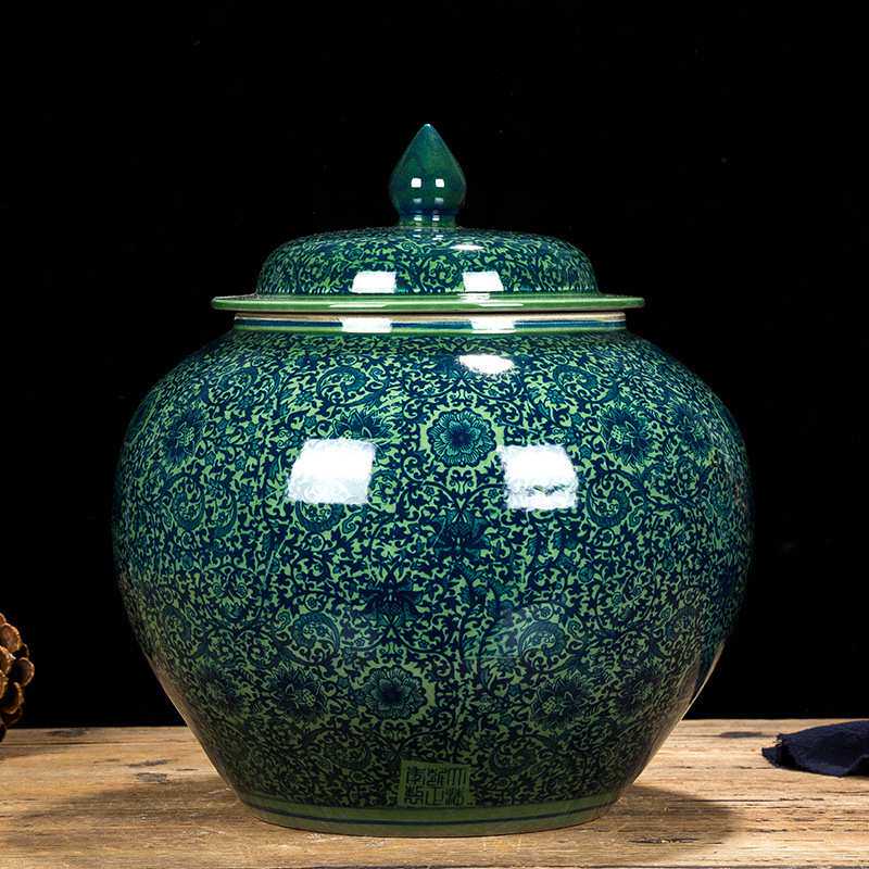 景德镇陶瓷米缸储米箱防潮防虫油缸米桶20kg30斤50kg密封带盖水缸