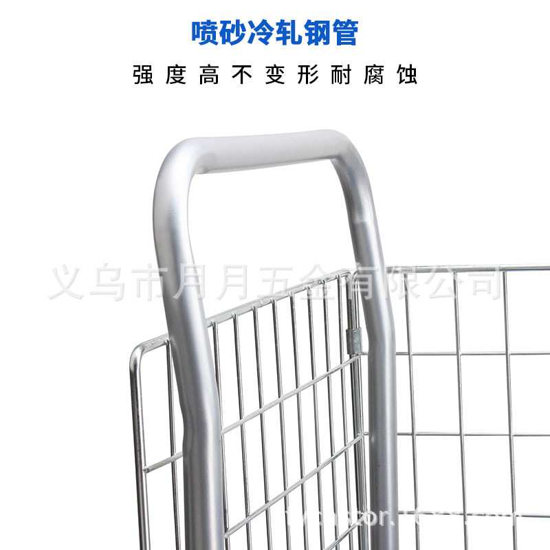 网格车手推车仓库搬运拉货护栏平板车小拖车工具车三轮车静音