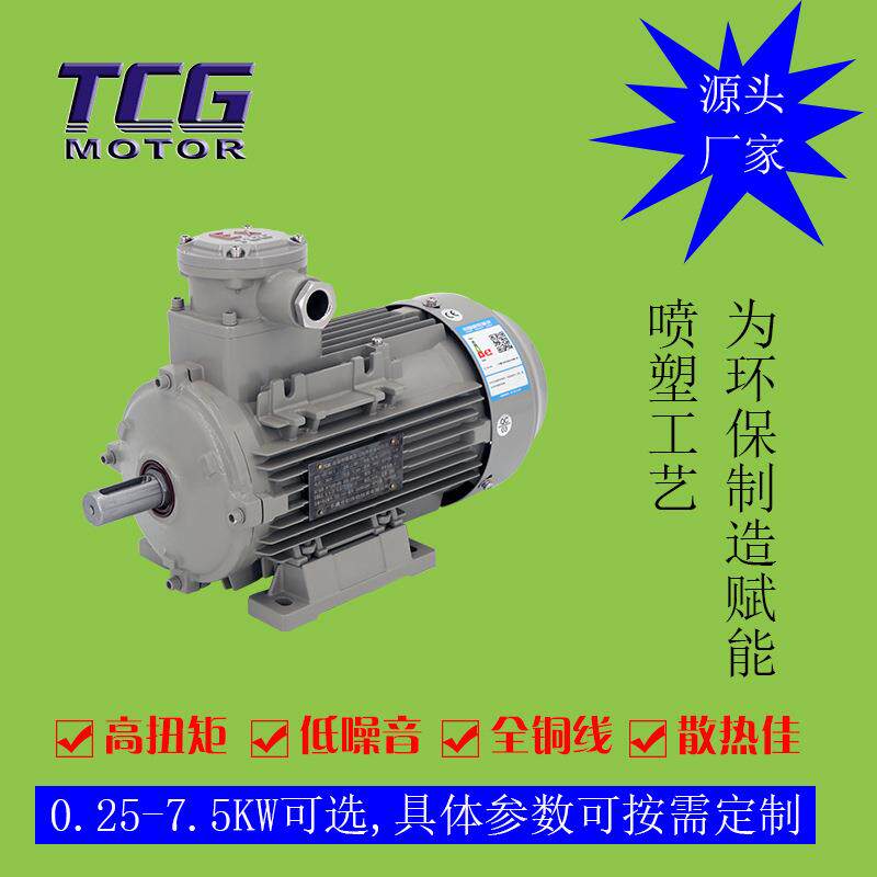 供应0.55kw防爆电机小接线盒CT4隔爆型电机550W防静电塑料风扇