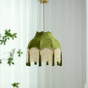 绿色新中式流苏吊灯中国风布艺复古怀旧客厅餐厅民宿茶楼装饰吊灯