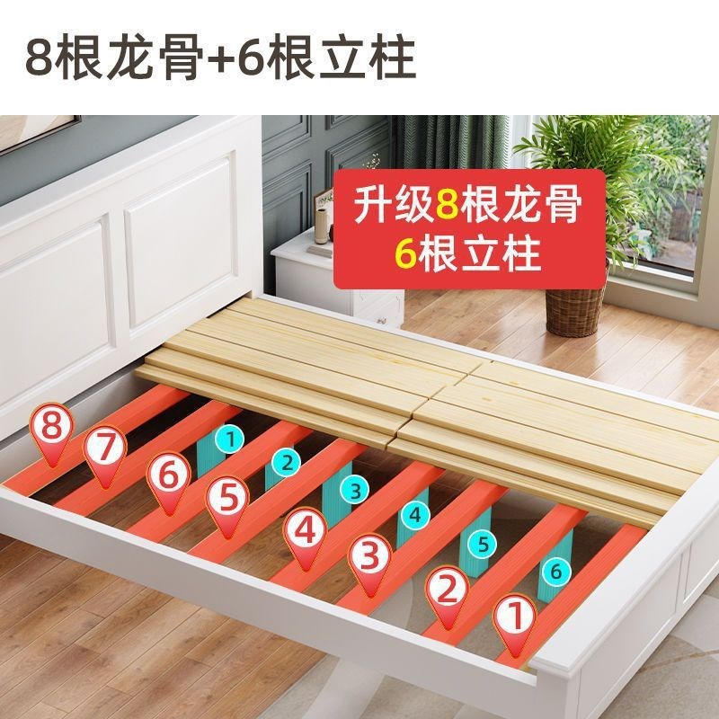 美式实木床架大床1.8米家用简x约卧室出租房床单人床成人1.5米1.2