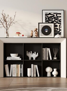 侘寂风黑白色实木餐边柜奶油风收纳柜现代客厅电视柜装饰玄关柜