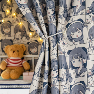 物理强遮光学生宿舍床帘上铺加厚窗帘寝室下铺卡通动漫下桌遮挡帘