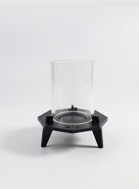 触造x卡扣 可拆卸八边三脚玻璃防风烛台复古怀旧铁艺摆件装饰品